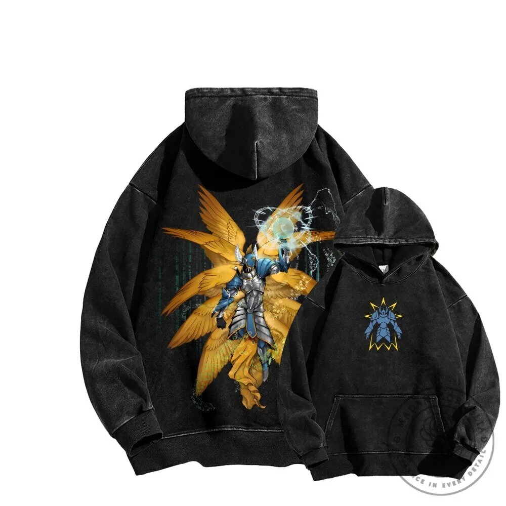 Digimon Angewomon and Angemon Digital Monsters Washed Unisex Hoodie