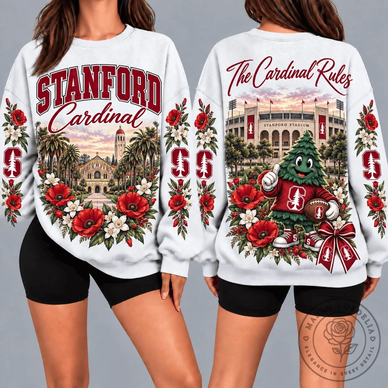 Stanford Cardinal University Football Team Floral Design Sweatshirt